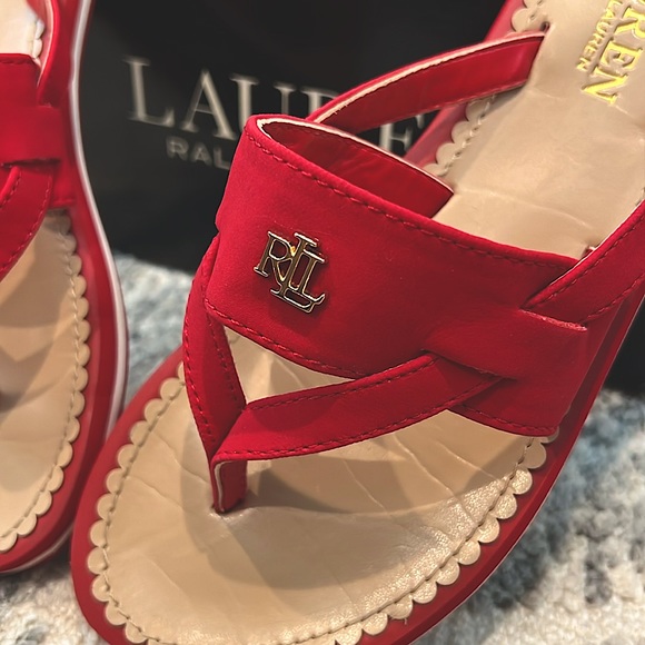 ♥️Like New! LAUREN RALPH LAUREN Rosalind Lauren Red Sandals in Size 6♥️ - Picture 4 of 12